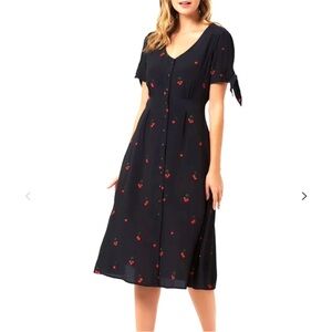 Sugarhill Brighton cherry button down tea midi dress